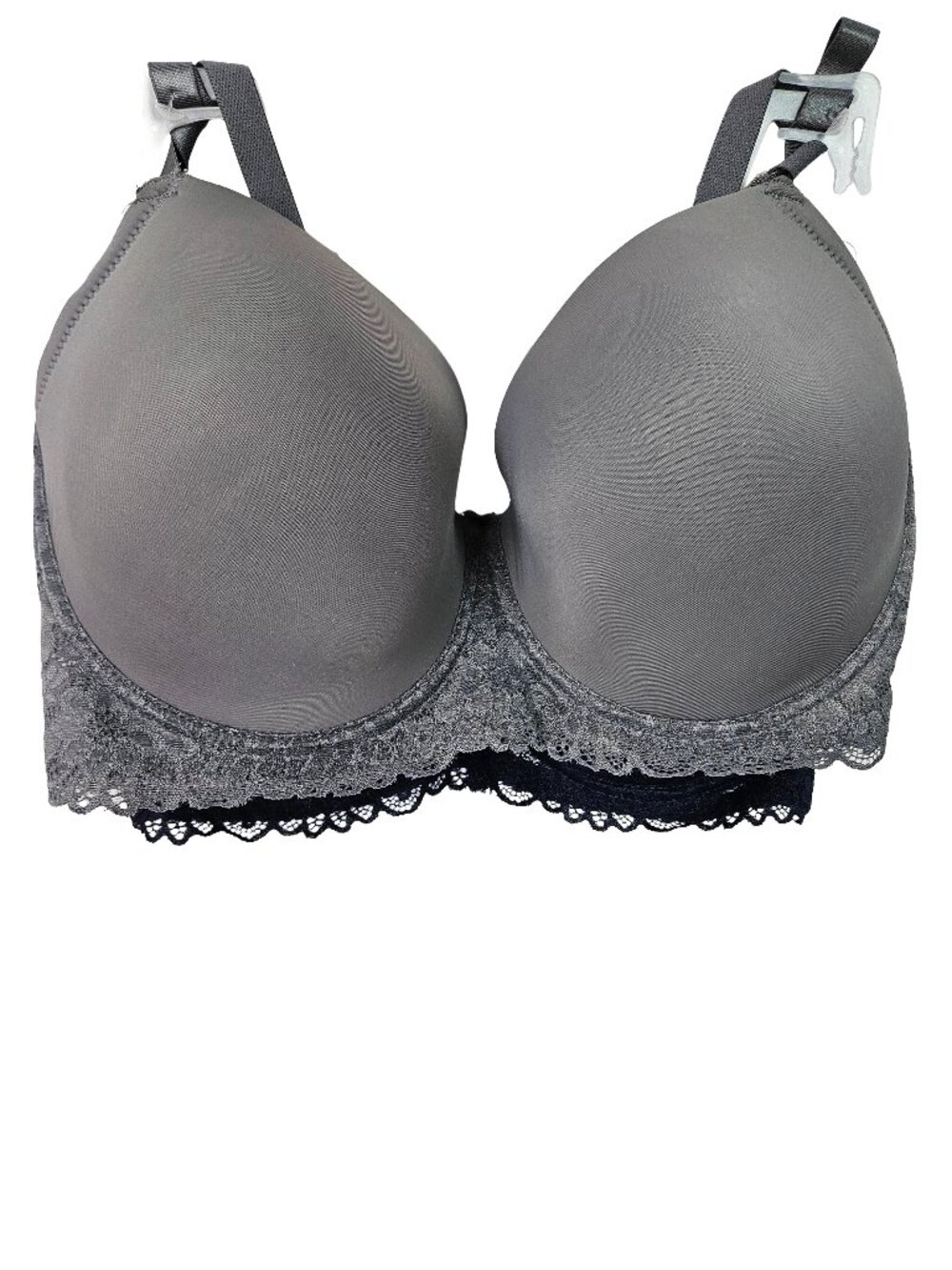 NWT Cato Pure Beauty by Rene Rofe 2 Pack Gray/Navy Blue Underwire Bras 42DD
